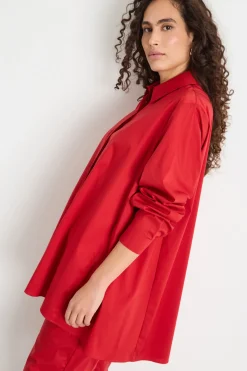 Casacca oversize con bottoni nascosti - Rosso