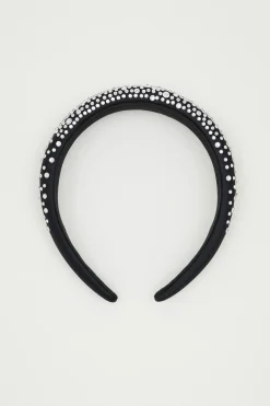 Cerchietto con strass - Nero