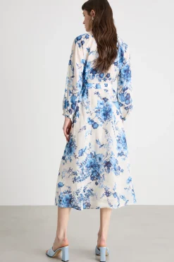 Chemisier con stampa floreale - Bianco Blu