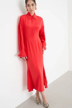 Chemisier lungo a sirena - Rosso