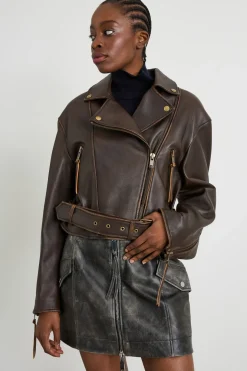 Chiodo in vera pelle - Marrone