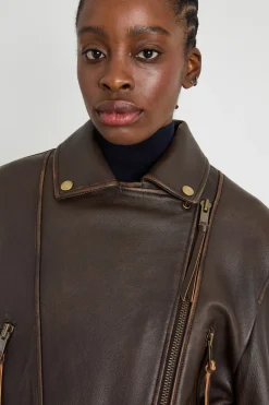 Chiodo in vera pelle - Marrone