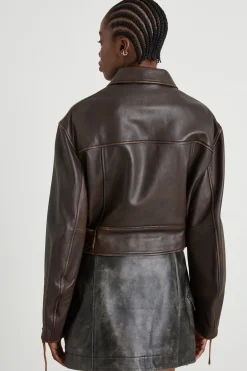 Chiodo in vera pelle - Marrone