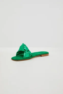 Ciabatte in pelle con nodo - Verde