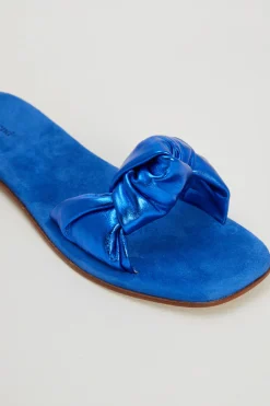 Ciabatte in pelle con nodo - Bluette