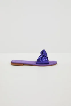 Ciabatte in pelle con nodo - Viola