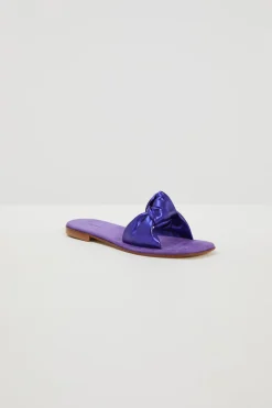 Ciabatte in pelle con nodo - Viola