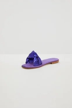 Ciabatte in pelle con nodo - Viola