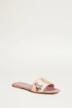 Ciabatte in seta stampata - Rosa