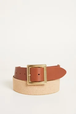Cintura bimateriale - Marrone Beige