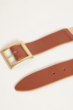 Cintura bimateriale - Marrone Beige