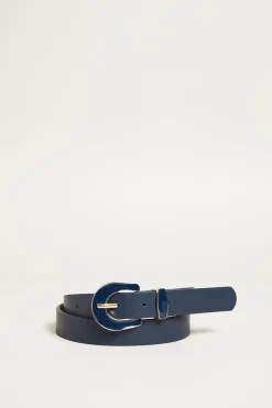 Cintura con fibbia laccata - Blu