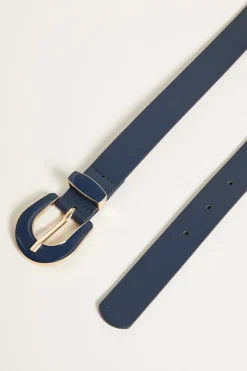 Cintura con fibbia laccata - Blu