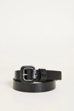 Cintura con fibbia rivestita - Nero