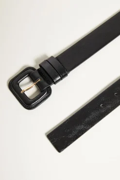 Cintura con fibbia rivestita - Nero