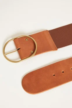 Cintura con inserto elastico - Marrone