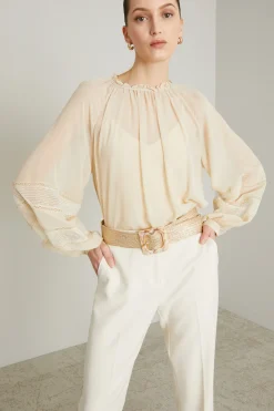 Cintura effetto rafia - Beige