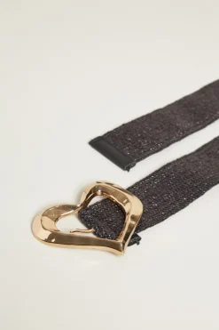 Cintura elastica con fibbia - Nero