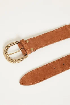 Cintura in pelle scamosciata - Marrone