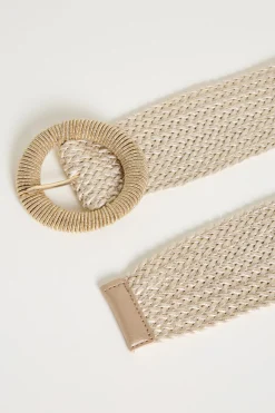 Cintura in rafia intrecciata - Beige