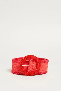 Cintura in rafia - Rosso
