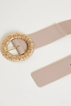 Cintura larga in tessuto spalmato - Beige