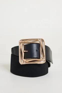 Cintura larga in tessuto spalmato - Nero