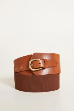 Cintura sagomata in pelle - Marrone
