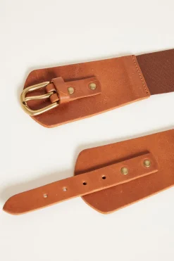 Cintura sagomata in pelle - Marrone