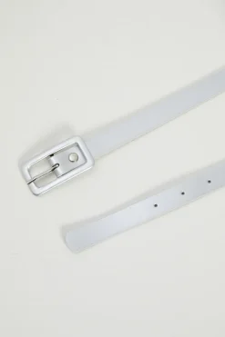 Cintura sottile in tessuto spalmato - Argento
