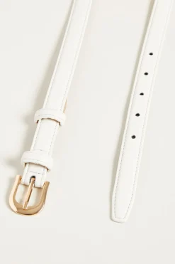 Cintura sottile in tessuto spalmato - Bianco