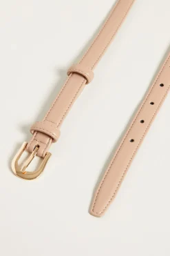 Cintura sottile in tessuto spalmato - Rosa Antico