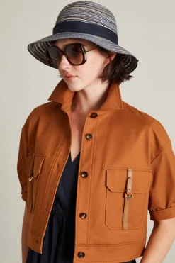 Cloche con fiocco in tela - Blu
