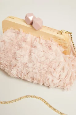 Clutch effetto piume - Rosa