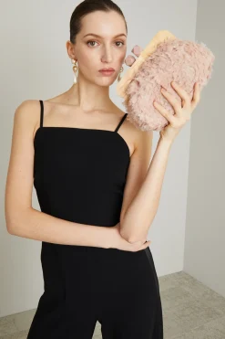 Clutch effetto piume - Rosa