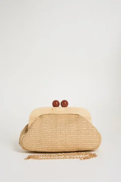 Clutch con maxi boules - Cammello
