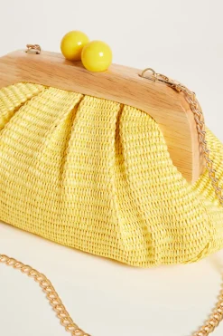 Clutch con maxi boules - Giallo
