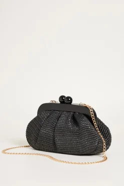 Clutch con maxi boules - Nero
