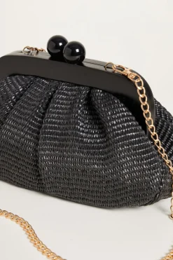 Clutch con maxi boules - Nero