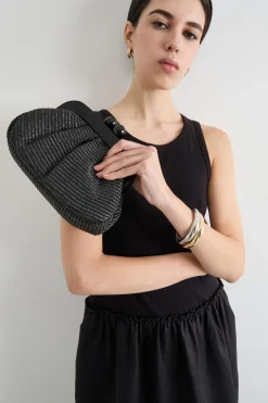 Clutch con maxi boules - Nero
