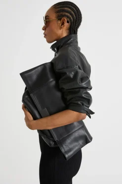 Clutch grande in pelle - Nero