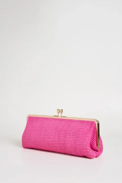 Clutch in rafia - Fuxia
