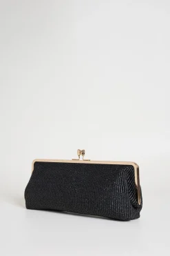 Clutch in rafia - Nero