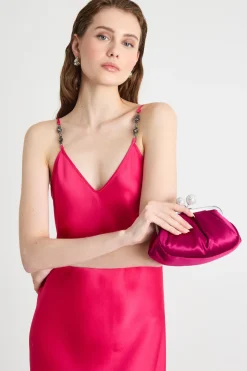 Clutch in raso - Fuxia