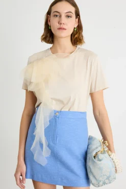 Clutch in tessuto jacquard - Azzurro