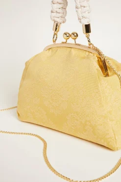 Clutch in tessuto jacquard - Giallo