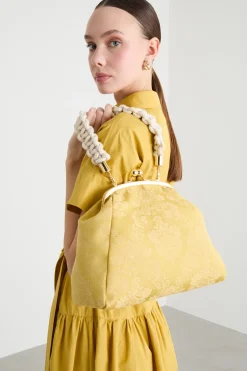 Clutch in tessuto jacquard - Giallo