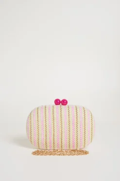 Clutch ovale con boules - Rosa Giallo Marrone