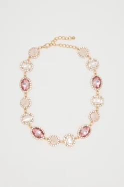 Collana chocker con pietre - Rosa