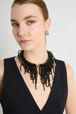 Collana con perline a cascata - Nero